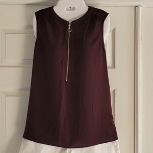 Apt. 9 Burgundy Sleeveless Blouse with Zipper